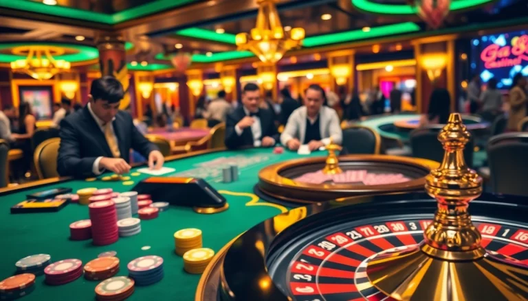 Experience thrilling action at Ga888's premier casino with vibrant gaming tables and eager players.