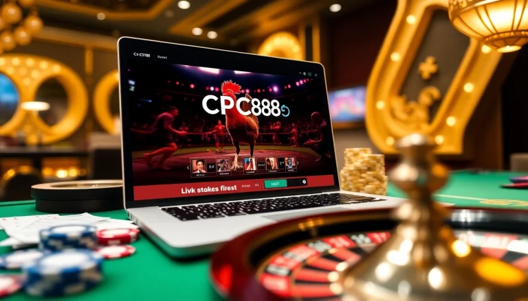 CPC188 online betting experience with vibrant visuals of live cockfighting and dynamic casino elements.