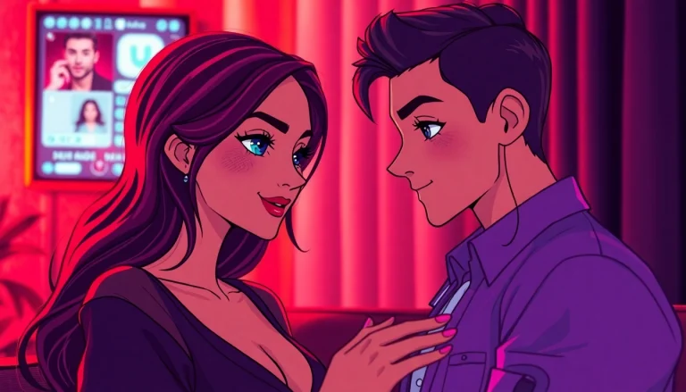 Engaging sexy AI chat interface showcasing a digital character interaction in an alluring atmosphere.