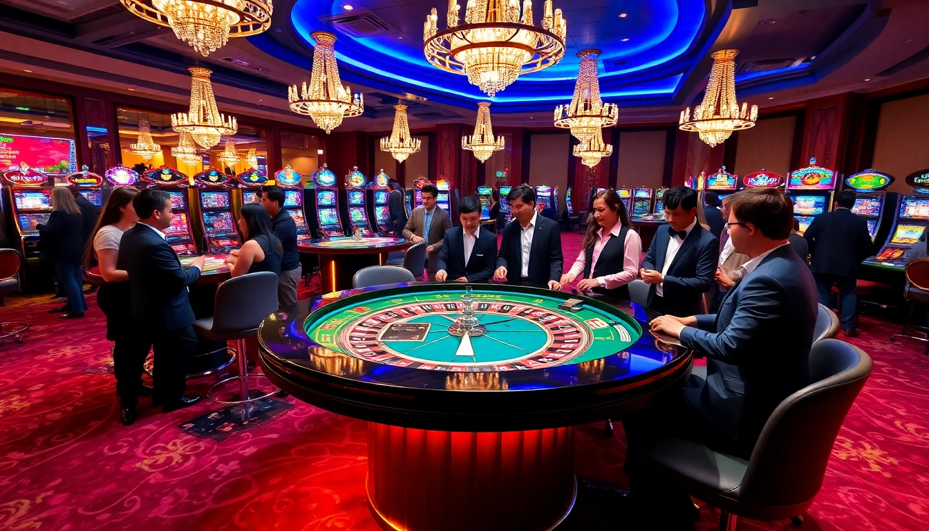 Do666 gaming table attracting enthusiastic players in a luxurious casino ambiance.