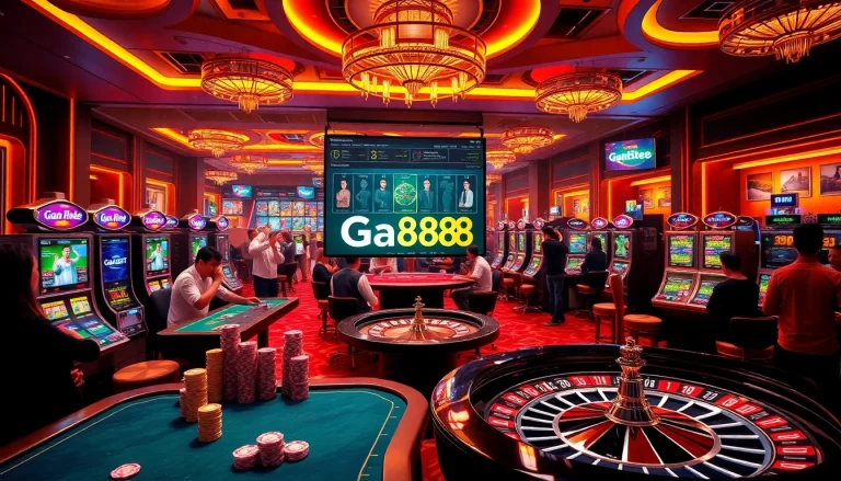 Players enjoy thrilling casino games at Ga888, showcasing excitement and luxury in an engaging online gambling scene.