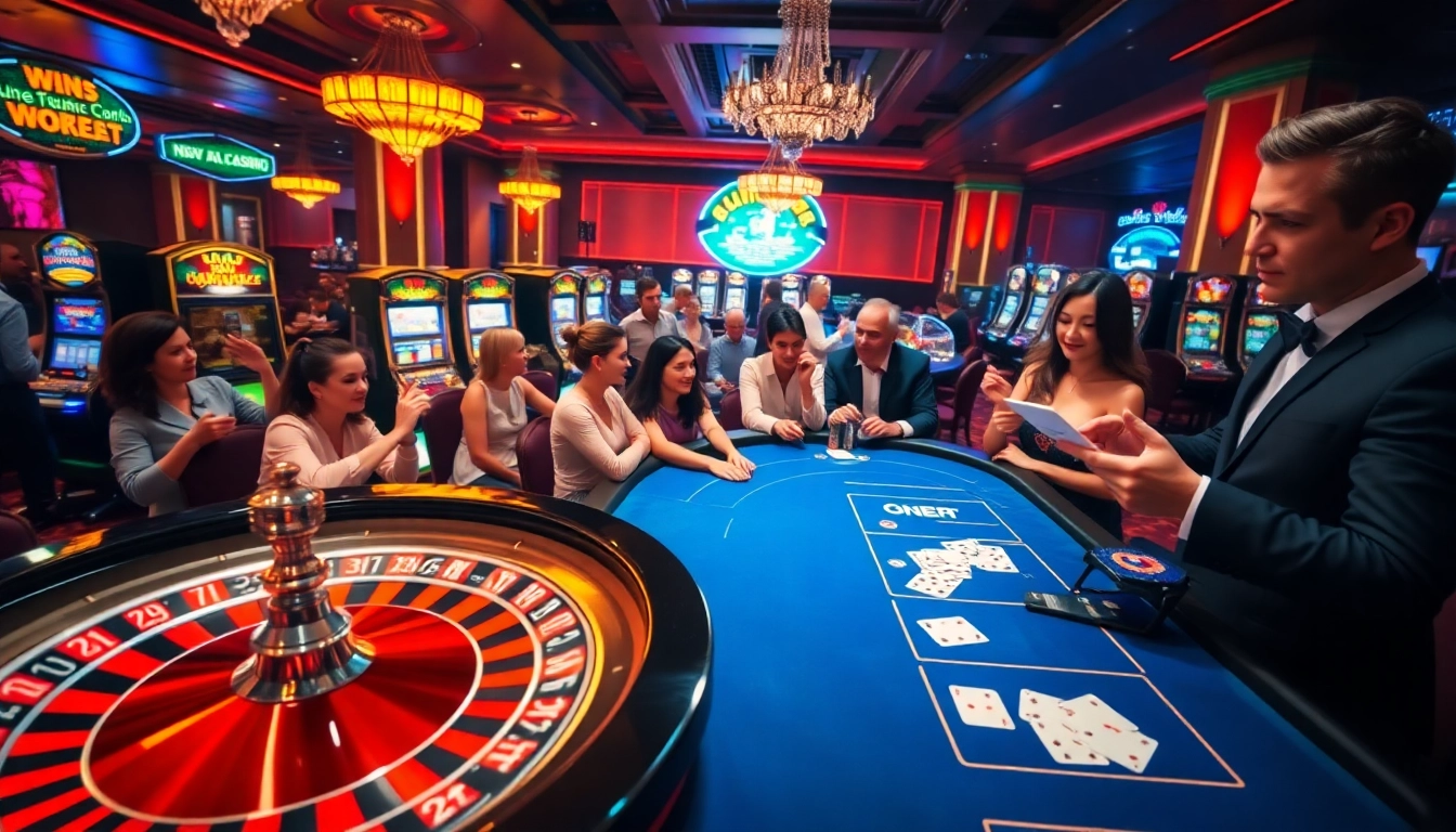 Excited players engage in high-stakes gambling at https://888b.report/ with roulette and poker tables.