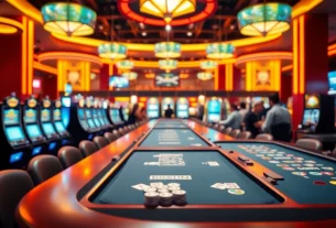 Visiting meilleur casino en ligne belgique, featuring gaming tables and vibrant atmosphere.