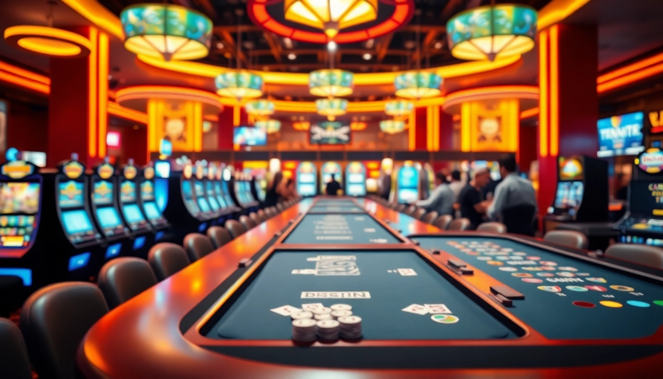 Visiting meilleur casino en ligne belgique, featuring gaming tables and vibrant atmosphere.