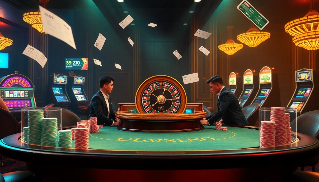 Thrilling poker game scene at https://99ok.co.im/ with luxurious atmosphere and digital betting elements