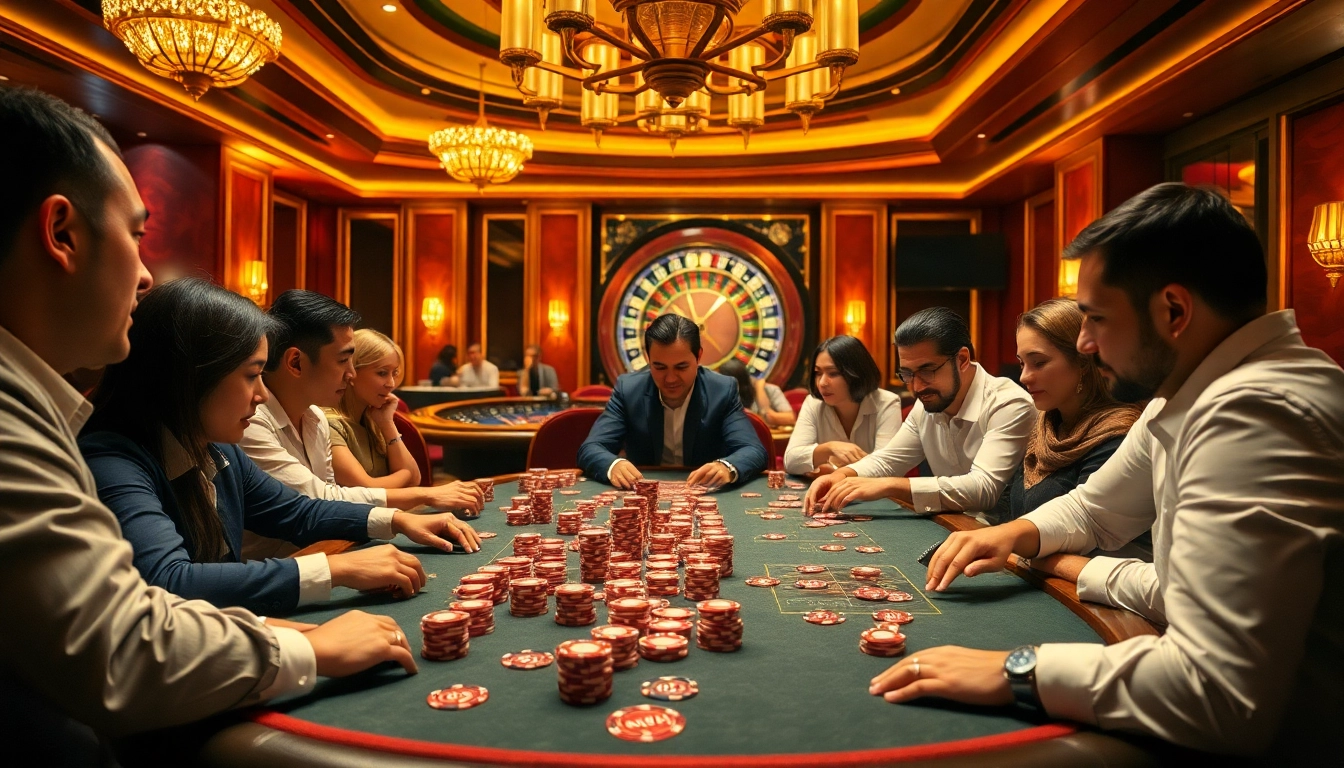 The excitement of a poker game at https://five88sss.com/ with vibrant chips and players engaged in strategy.