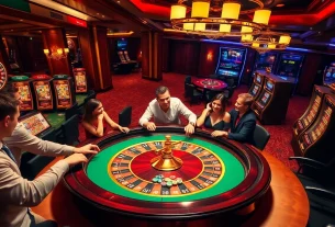 Players engaging at the table in a luxury atmosphere at https://32wincasino.com/, showcasing casino excitement and anticipation.