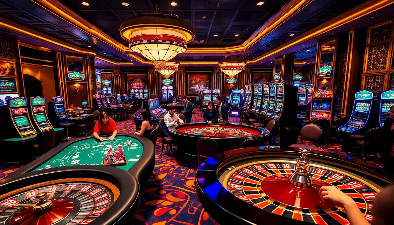 Players enjoying a thrilling game experience at 888new casino, surrounded by vibrant gaming elements.