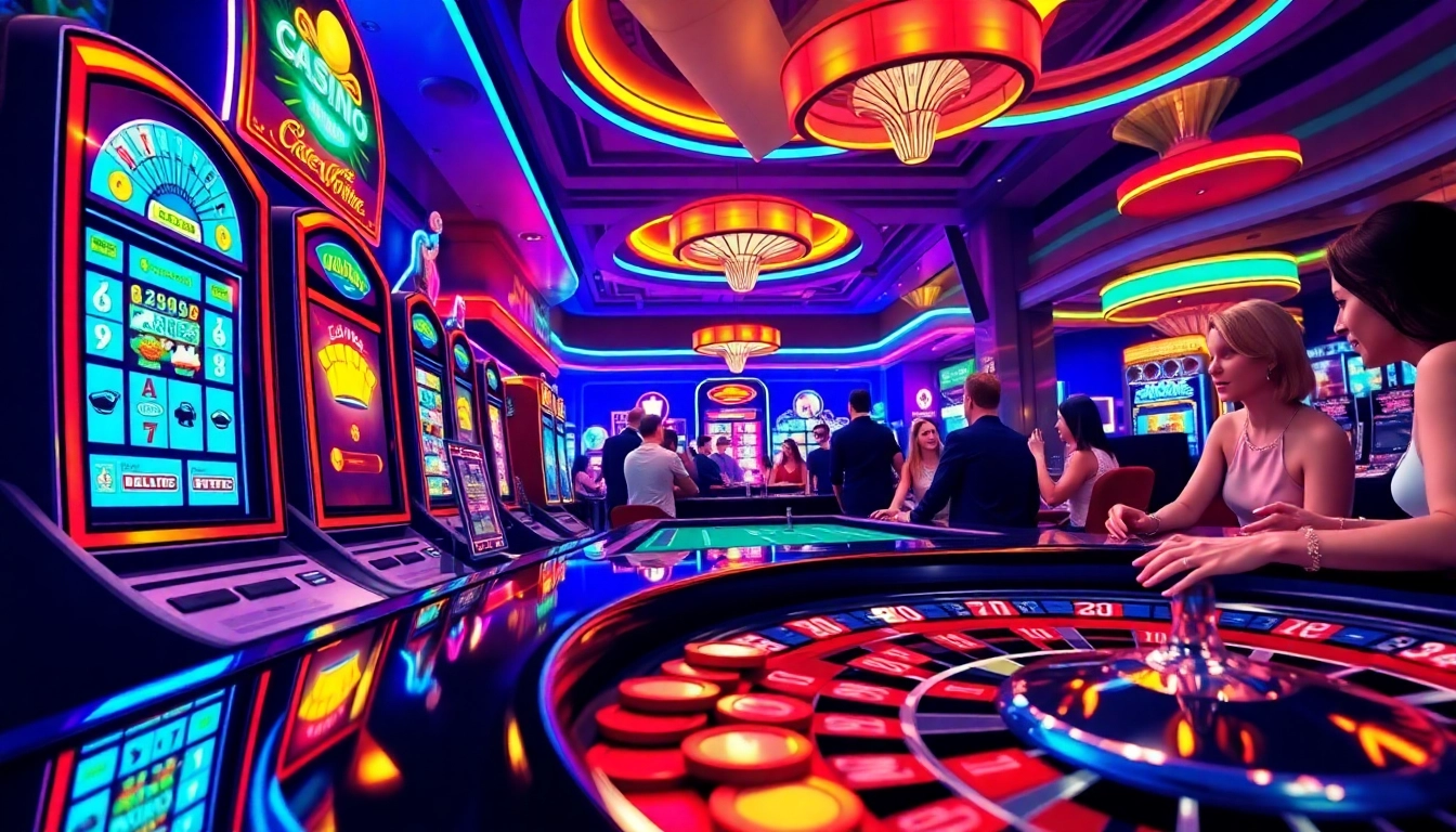 Jouer au meilleur casino en ligne avec une ambiance animée et des lumières vives