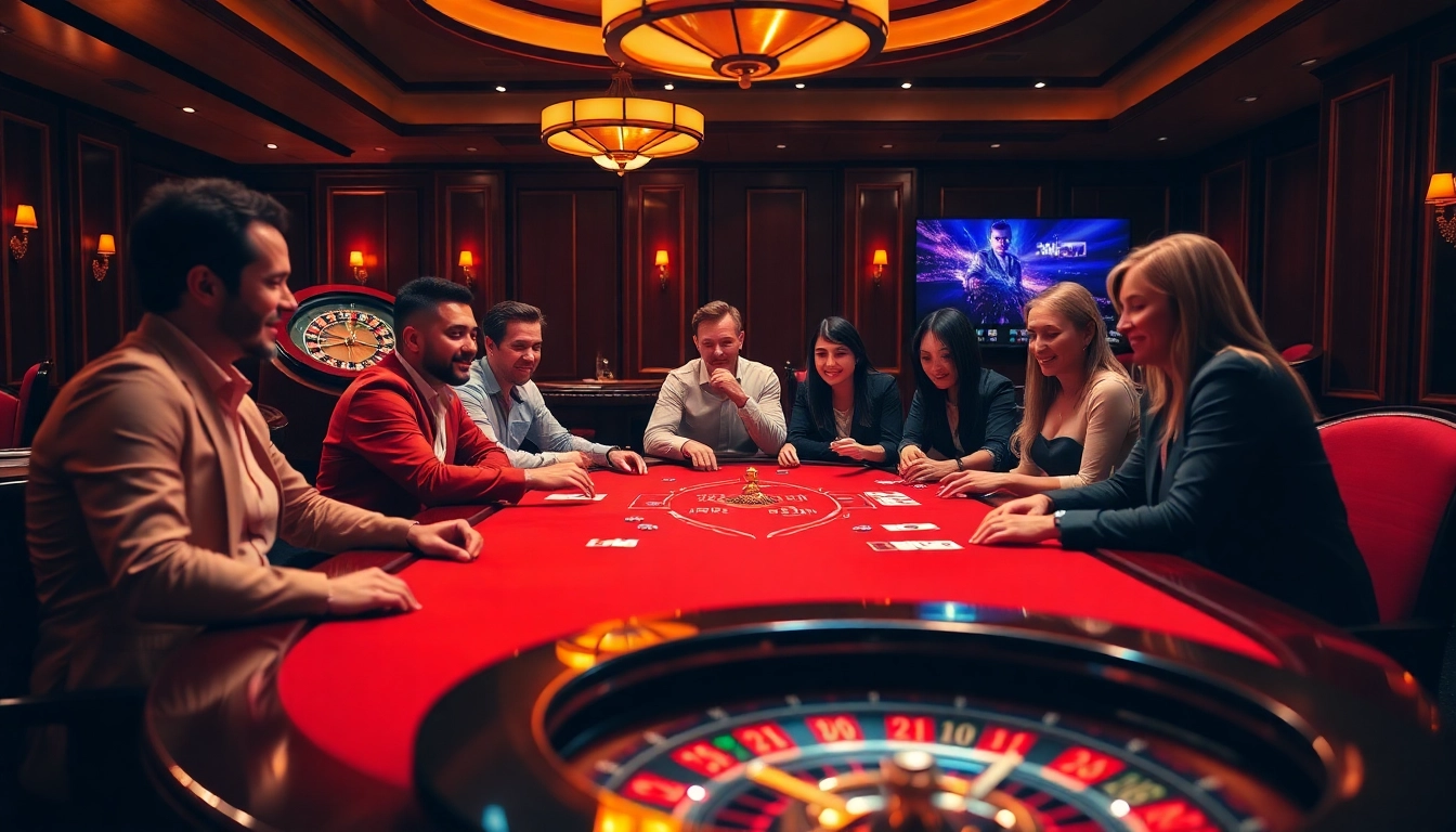 OKVIP poker players strategizing in a vibrant casino environment.