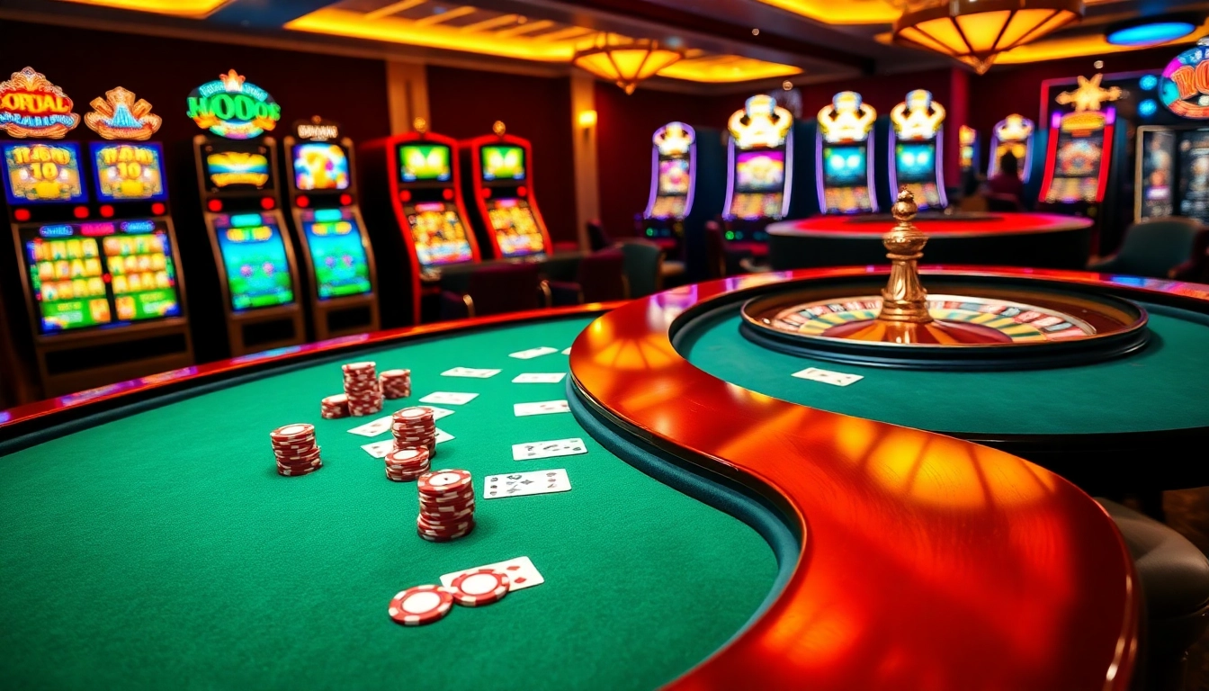 Experience excitement at trang chủ 88aa with vibrant casino tables, poker chips, and thrilling gambling action.