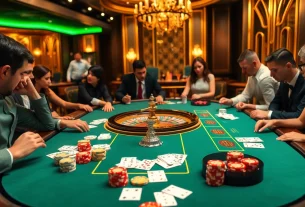 Players enjoying a casino experience at https://nohu90.ac/, with vibrant colors and luxury elements.