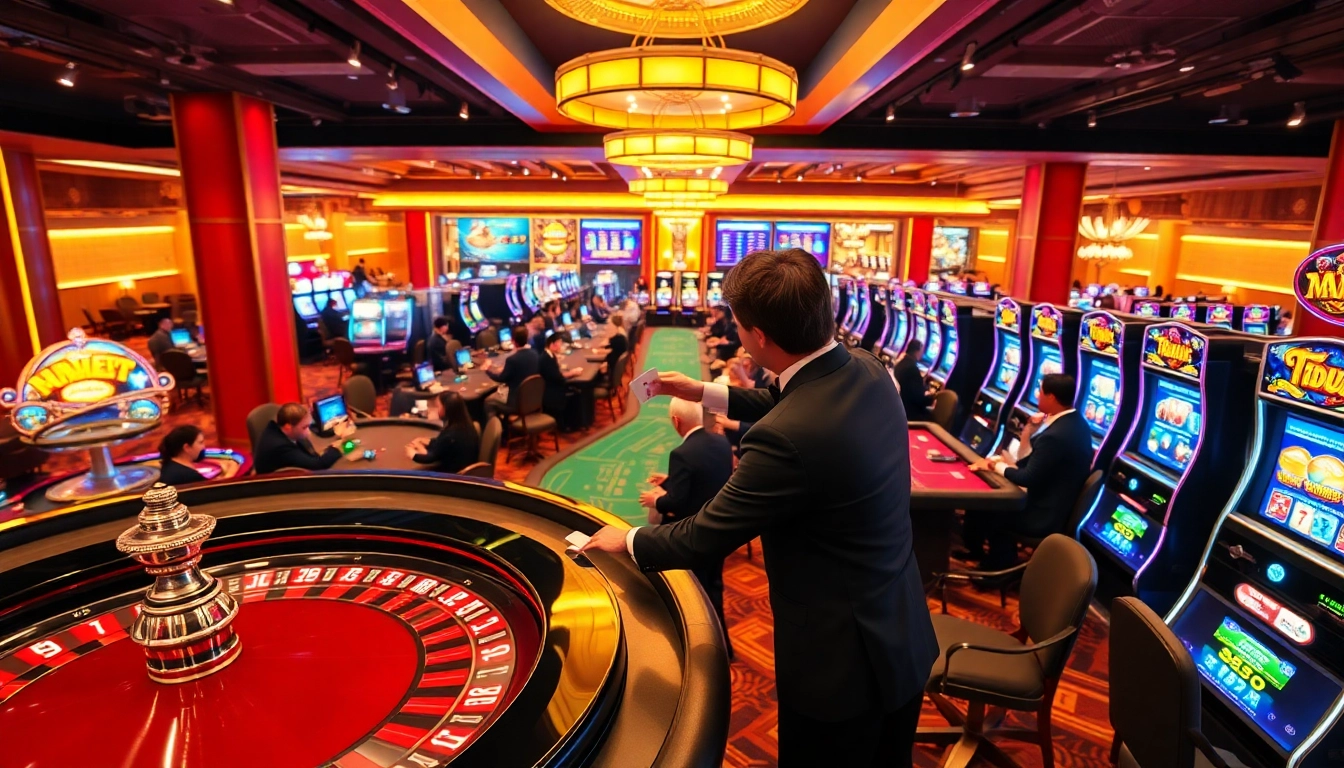 Experience the thrill of MM88 casino gaming with vibrant tables and lively players in action.