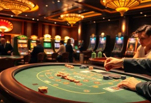 Engaged players at a vibrant blackjack table showcasing excitement on https://fabet.cn.com/.