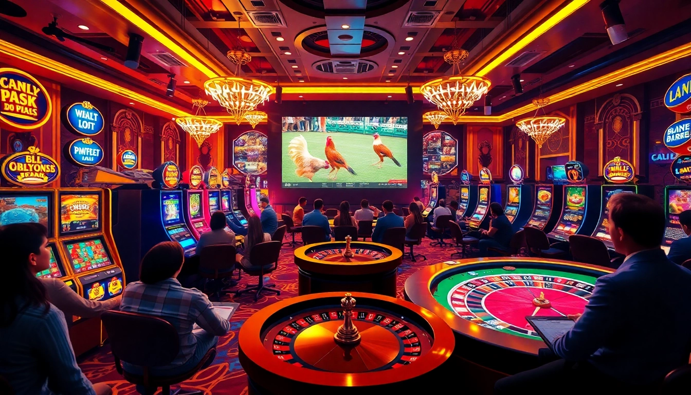 Xem live đá gà hôm nay with thrilling cockfighting visuals in a luxurious casino setting