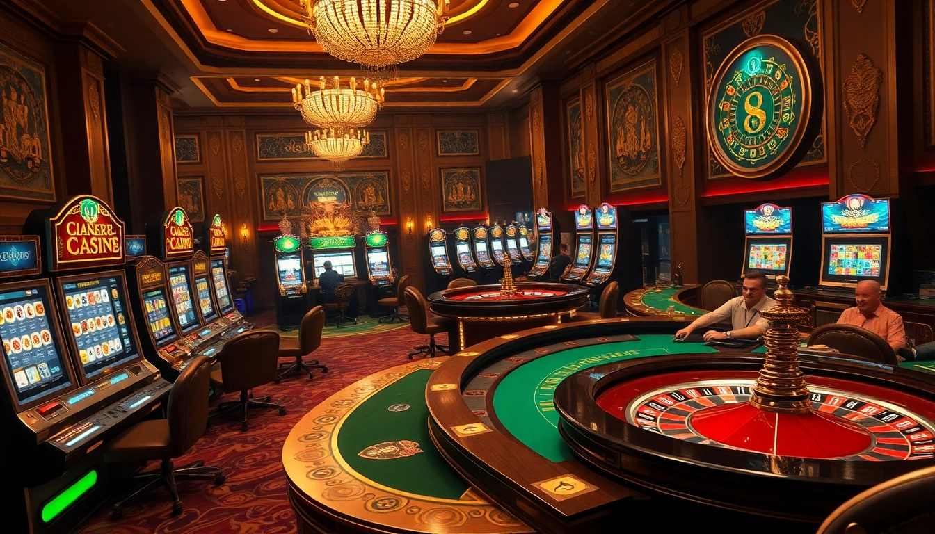 Experience the luxurious gaming ambiance of nhà cái oxbet featuring vibrant slots and strategic poker tables.