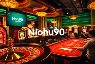 Nohu90 captivating gambling scene with professional casino interface, highlighting excitement and luxury.