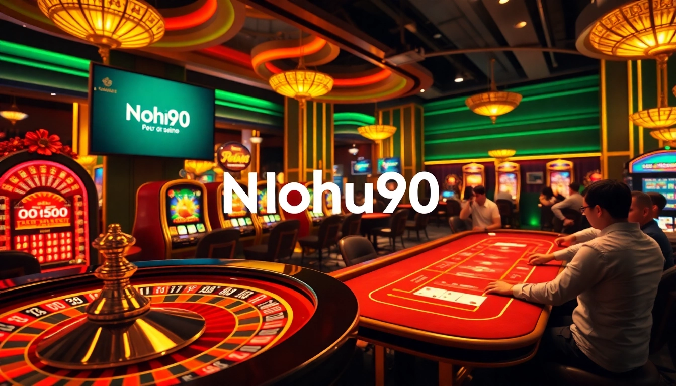 Nohu90 captivating gambling scene with professional casino interface, highlighting excitement and luxury.