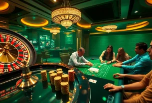 Engaging scene at 8kbet casino showcasing players enjoying blackjack and digital roulette.
