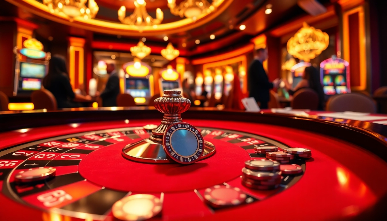 Experience thrilling bets at https://lucky88.faith/ with a luxurious casino setup featuring a roulette table.