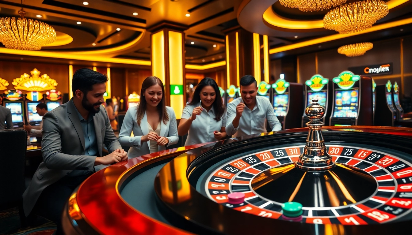 Engaged players enjoying the excitement of MMOO at a bustling casino table.