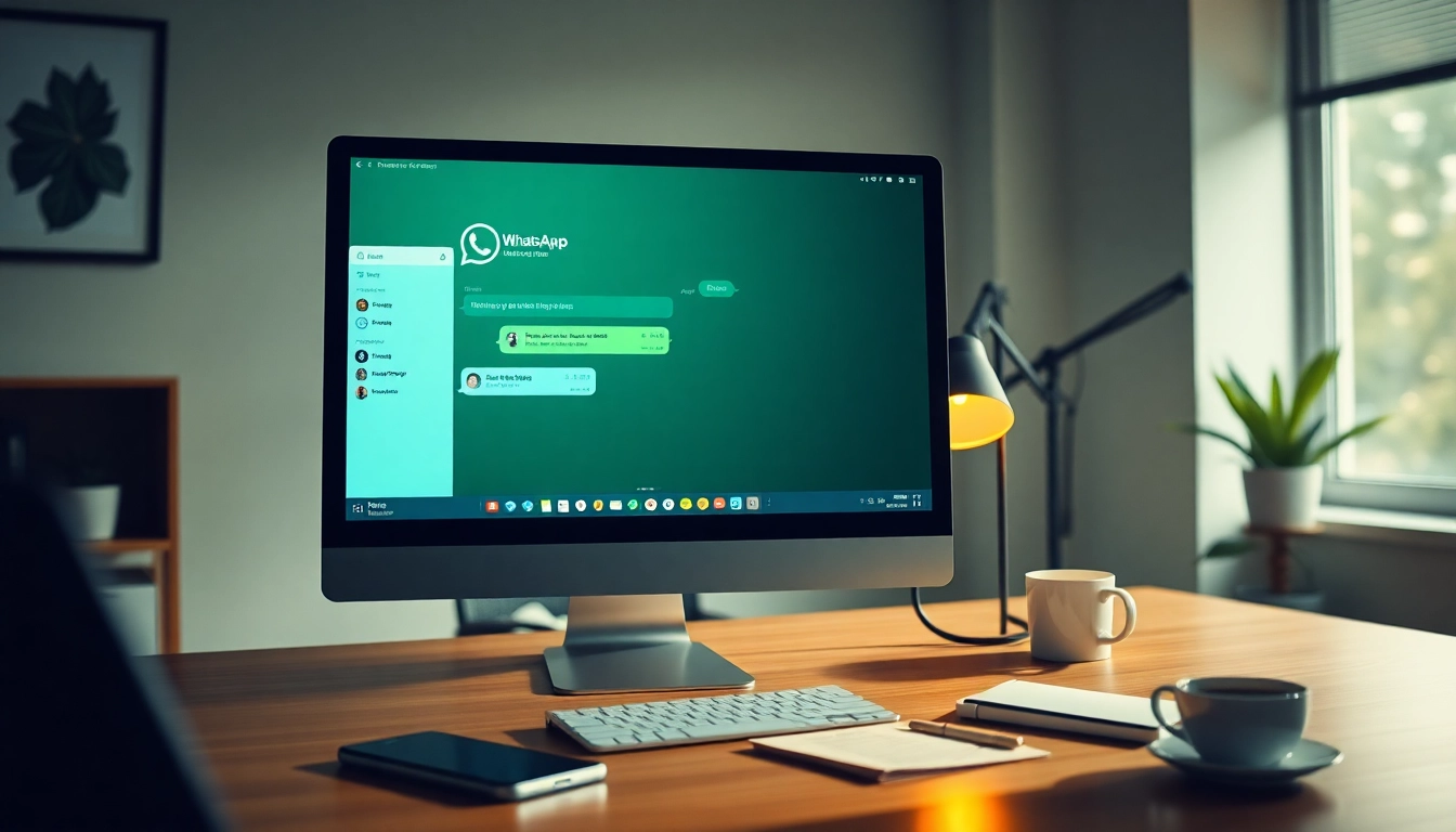 Experience seamless communication with WhatsApp网页版 on your desktop in a modern workspace.