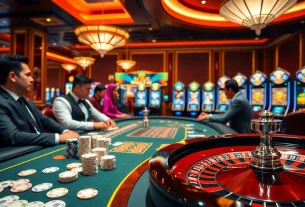 An exciting casino scene featuring players engaging at a gaming table, highlighting the immersive experience of 8LIVE.