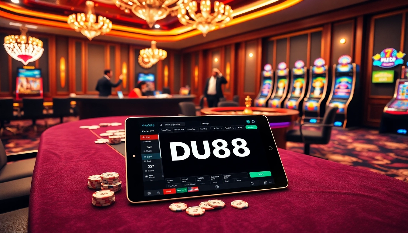 Experience exciting online games at DU88, featuring vibrant tables and engaging casino visuals.