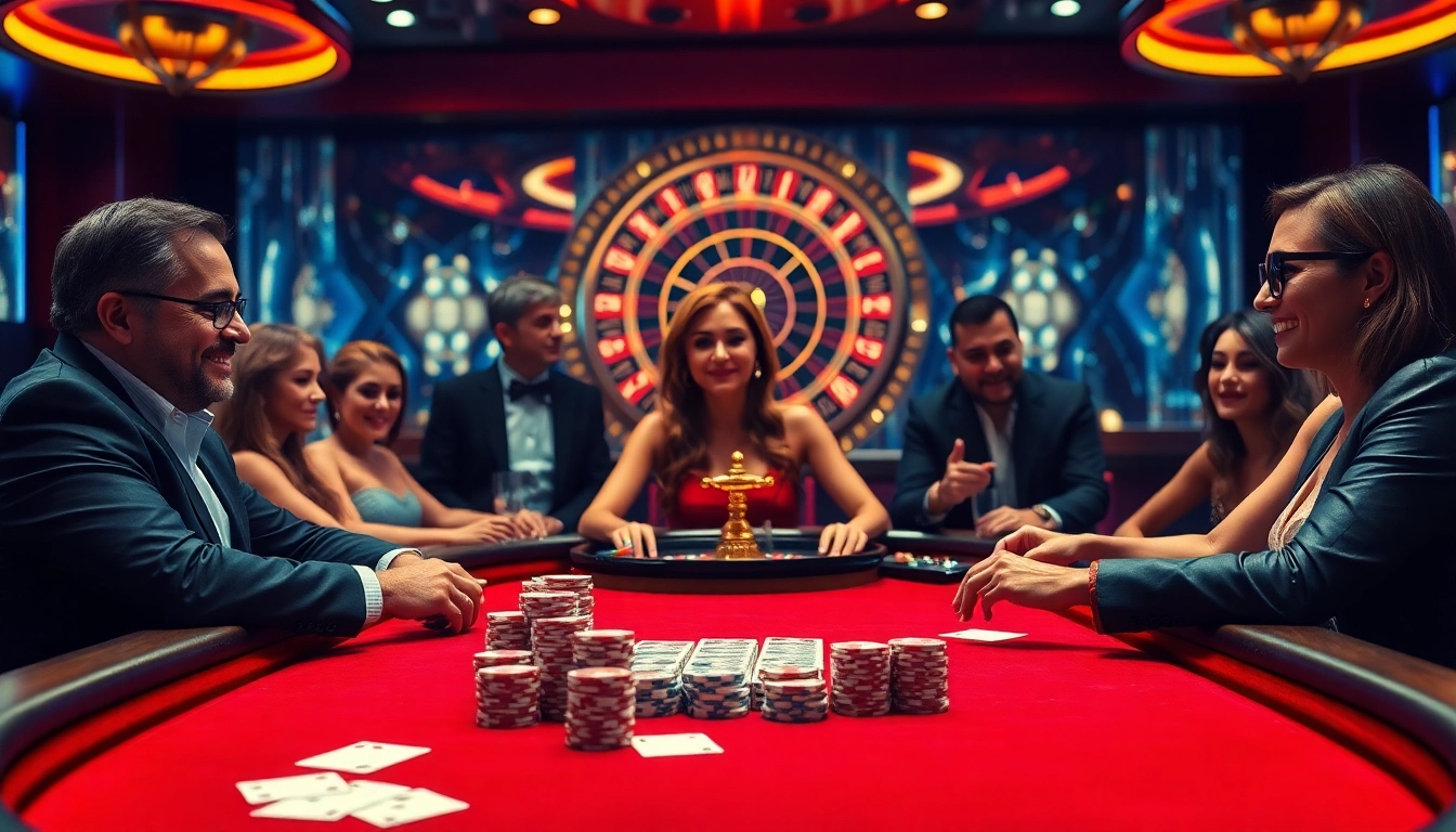 F168 poker table ambiance featuring vibrant action in a luxurious casino setting.