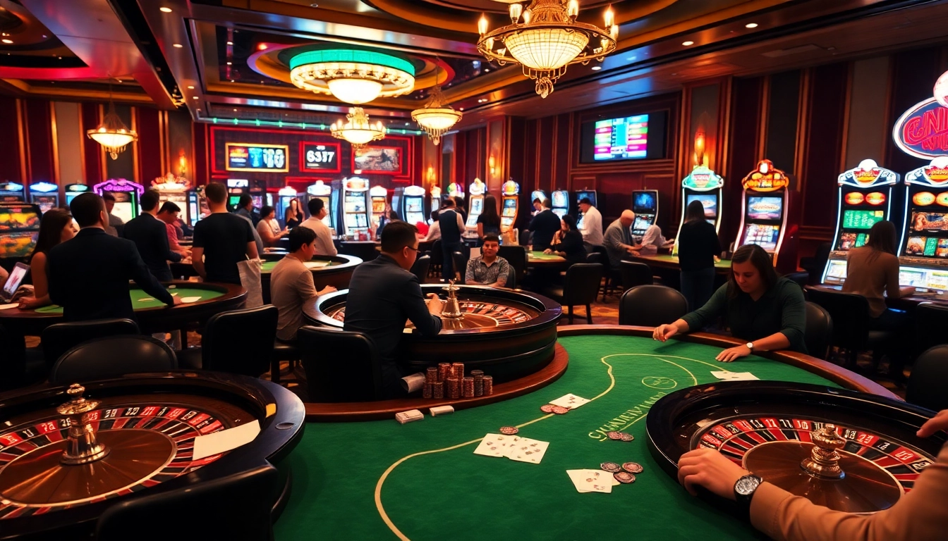 Experience the excitement of nhà cái red88 at a luxury casino with vibrant tables and engaging players.